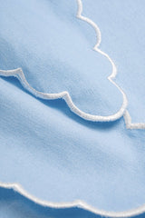 "Contrast Whipstitching Linen Tie Front Wrap Skirt"