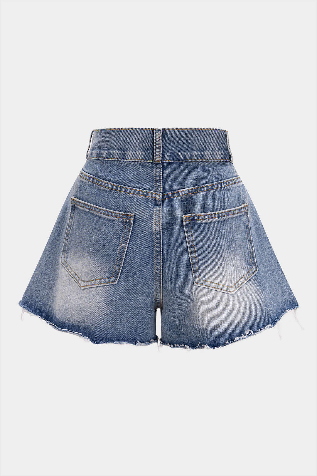 "Denim High Waist Frayed Wide Leg Shorts"