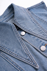 "Denim Lapel Button Vest"