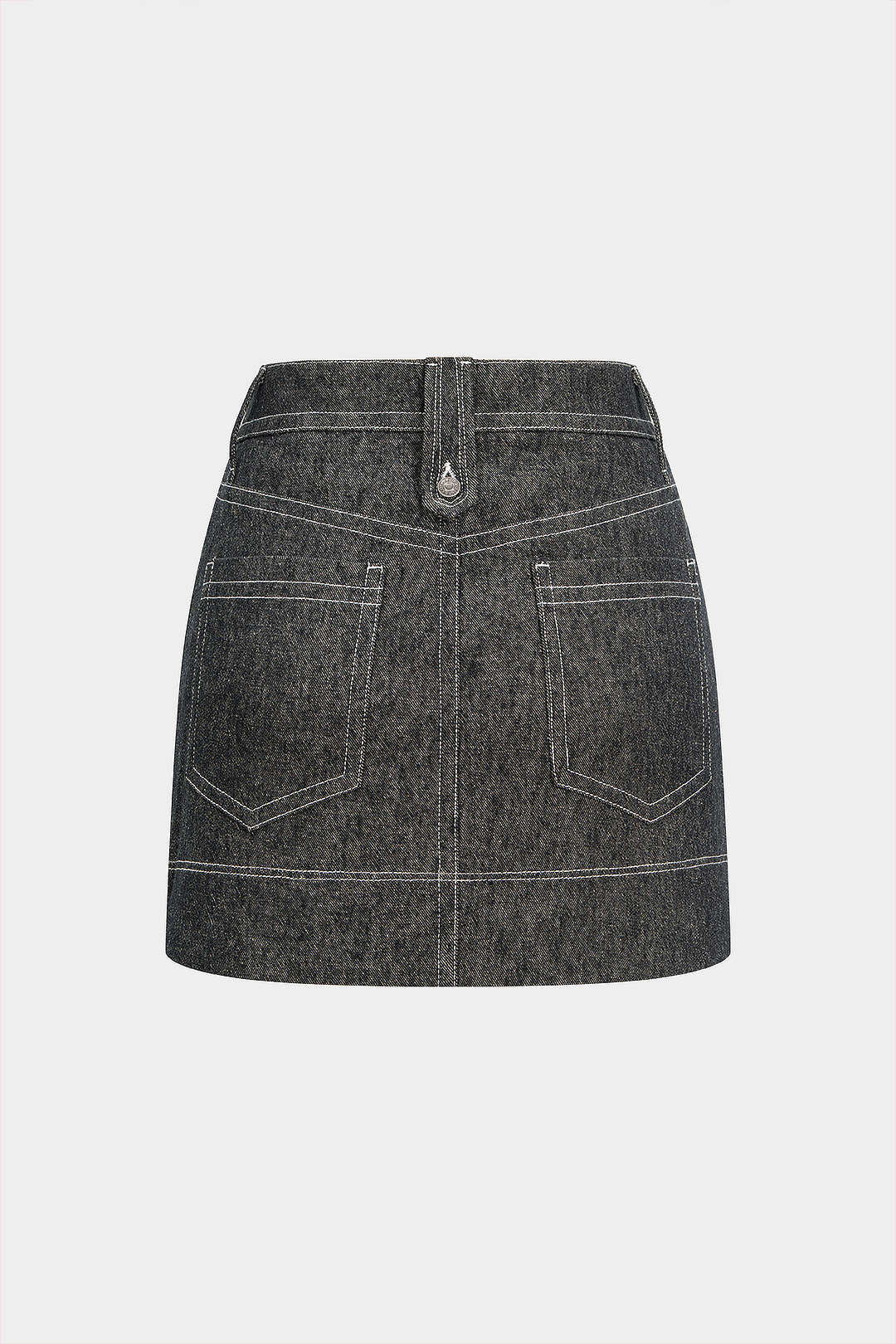 "Denim Button Mini Skirt"
