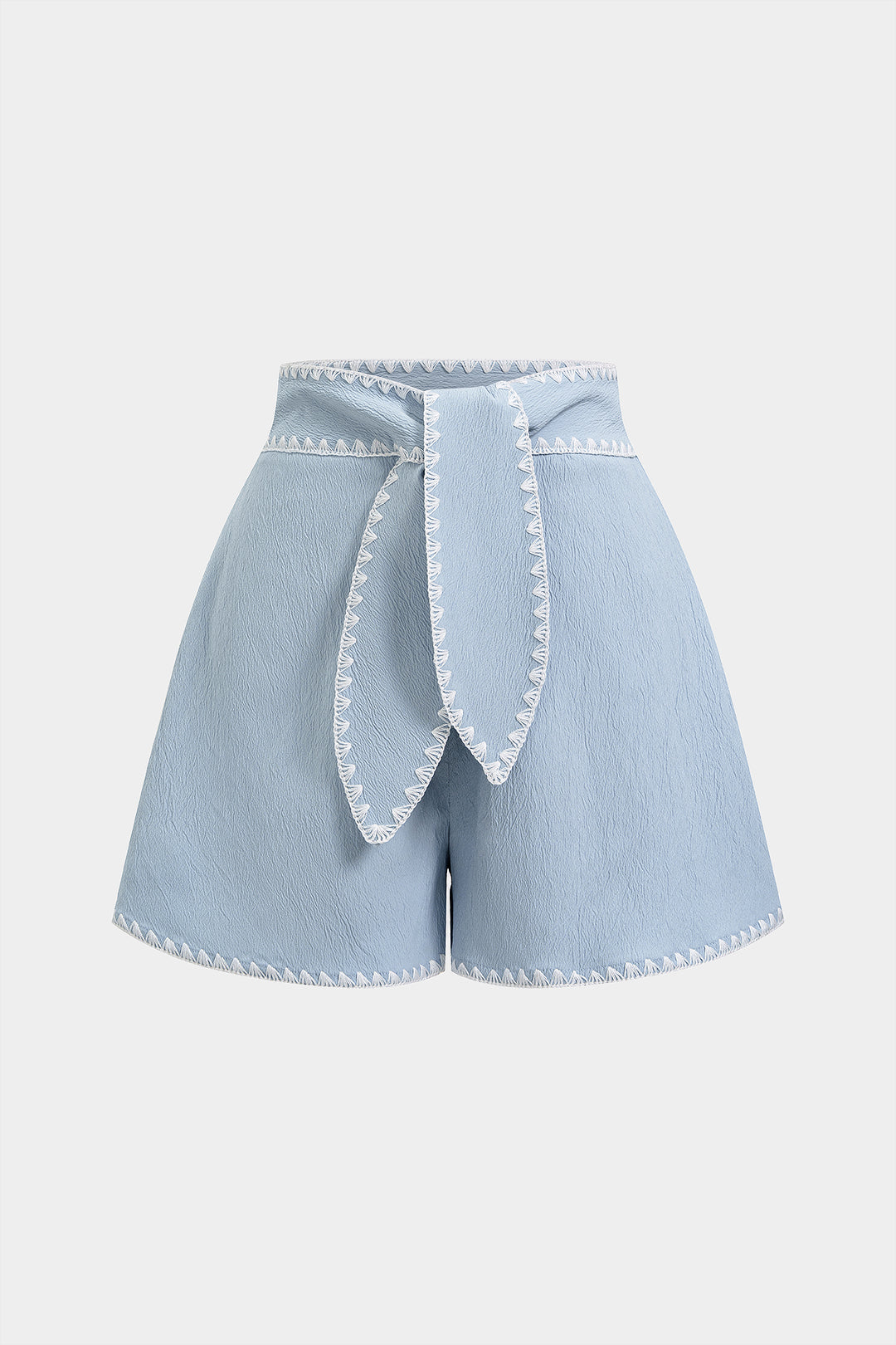 "Contrast Trim Belted Shorts"