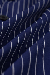 "Contrast Stripes Print Button Lapel Patchwork Short Sleeve Mini Dress"