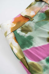 "Abstract Print Satin High Waist Wide Leg Trousers"