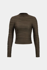 "Basic Textured Long-Sleeve Top"