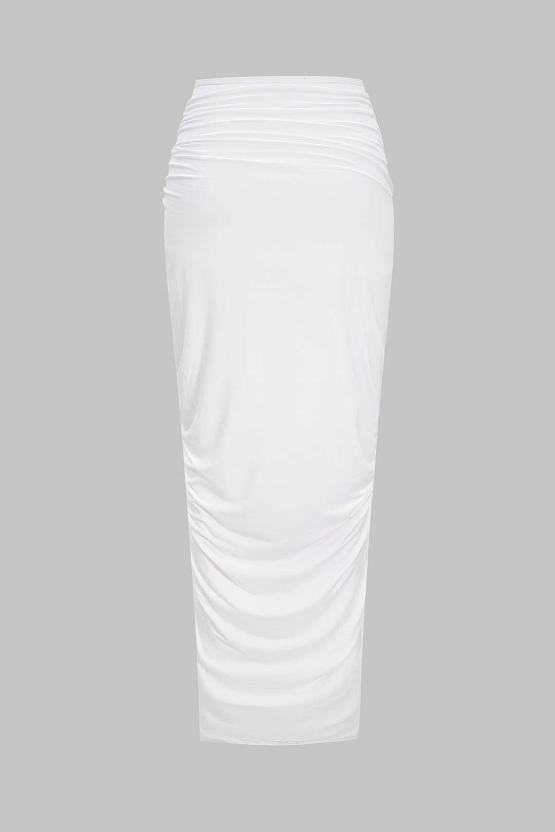 "Asymmetrical Ruched Chain Side Slit Skirt"