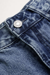 "Denim Frayed Wide Leg Shorts"