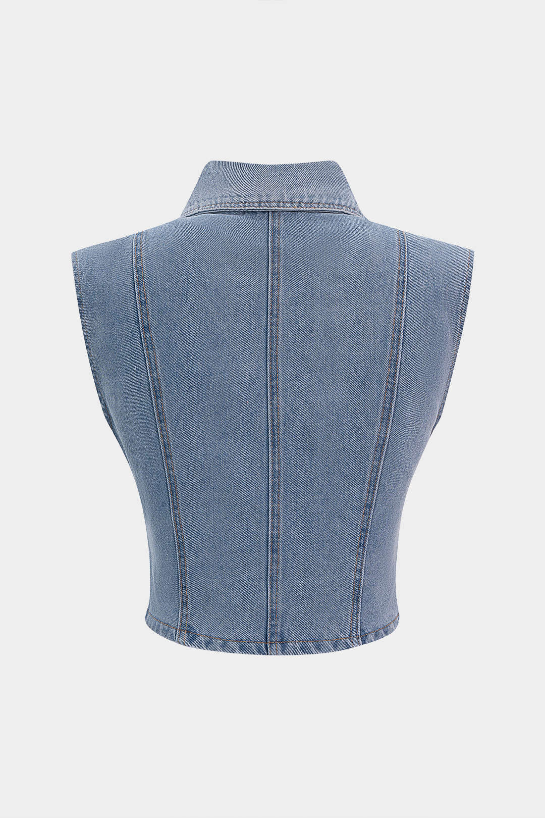 "Denim Lapel Button Vest"