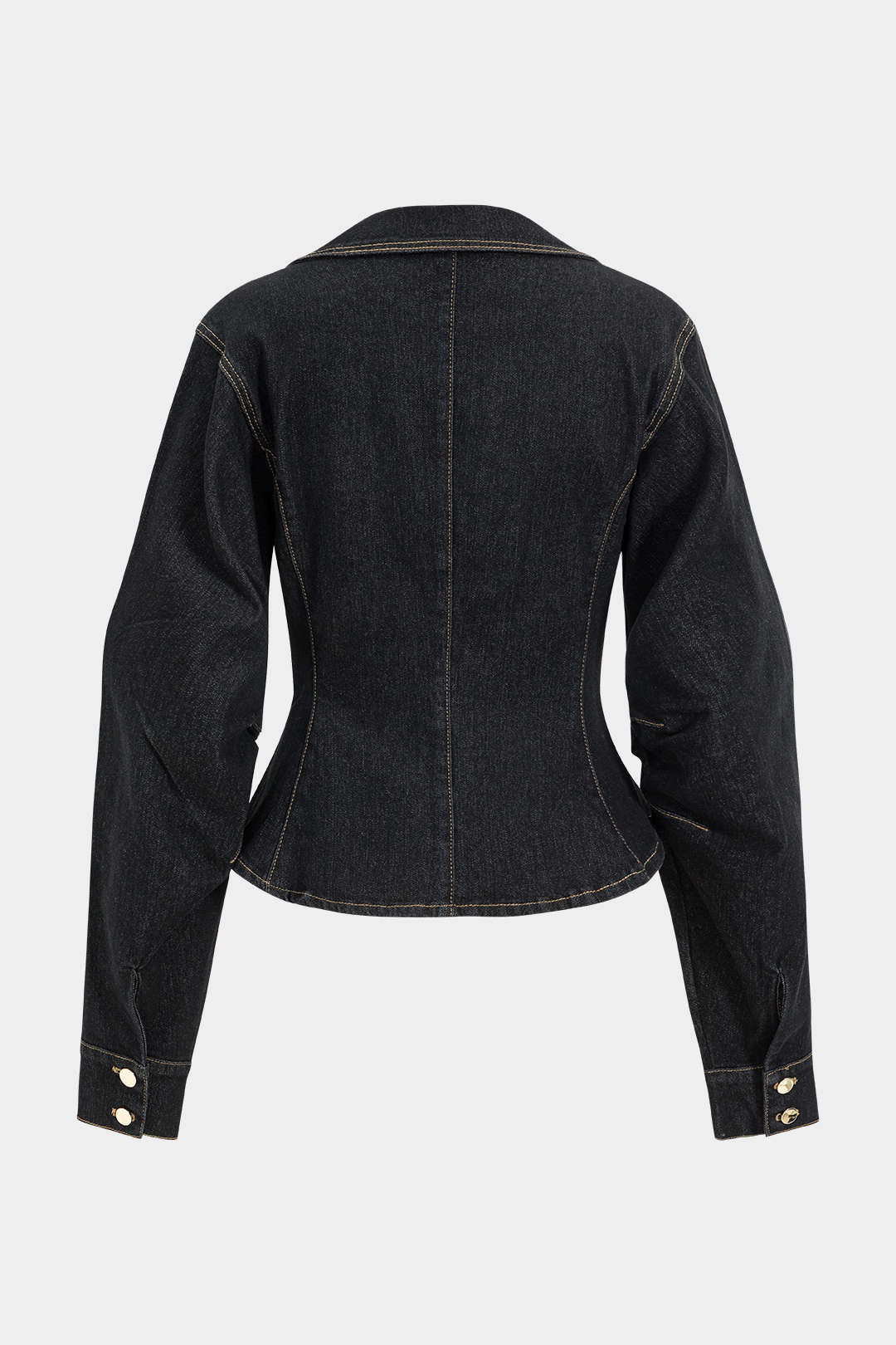 "Denim Metallic Button Outerwear"