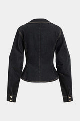 "Denim Metallic Button Outerwear"