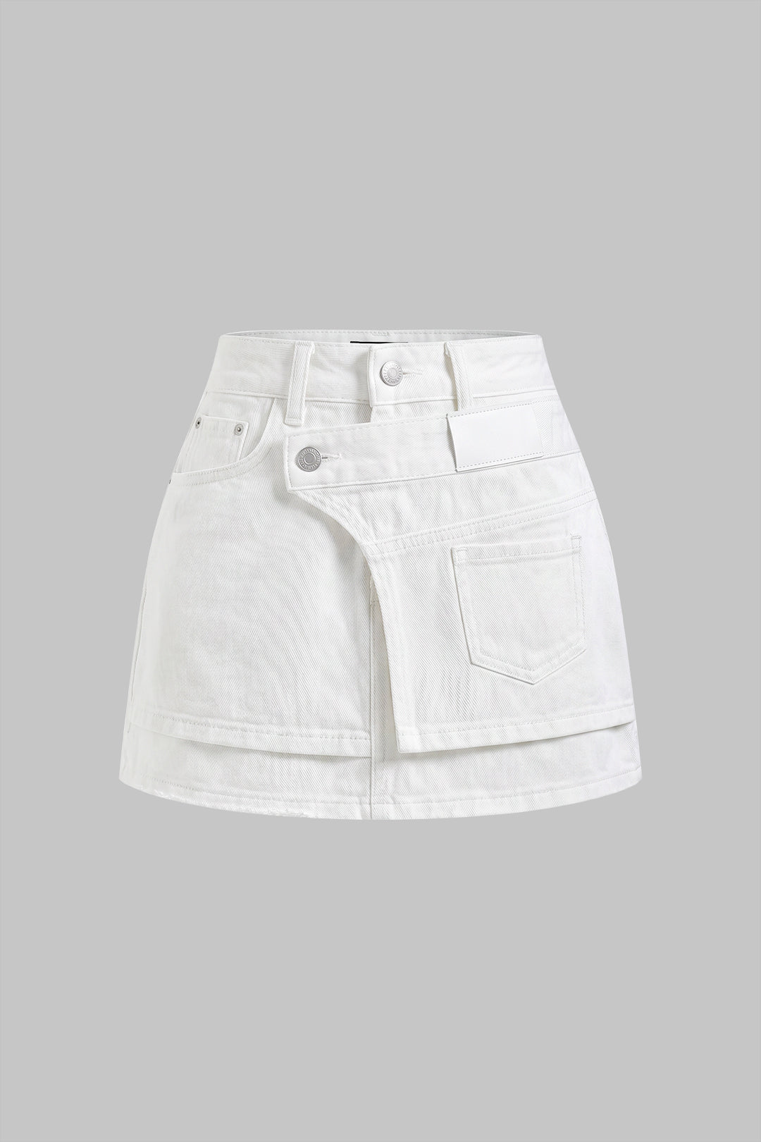 "Denim Asymmetrical Pocket Skirt"