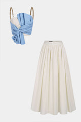 "Contrast Knotted Metallic Chain Cami Top And Ruched Skirt Set"