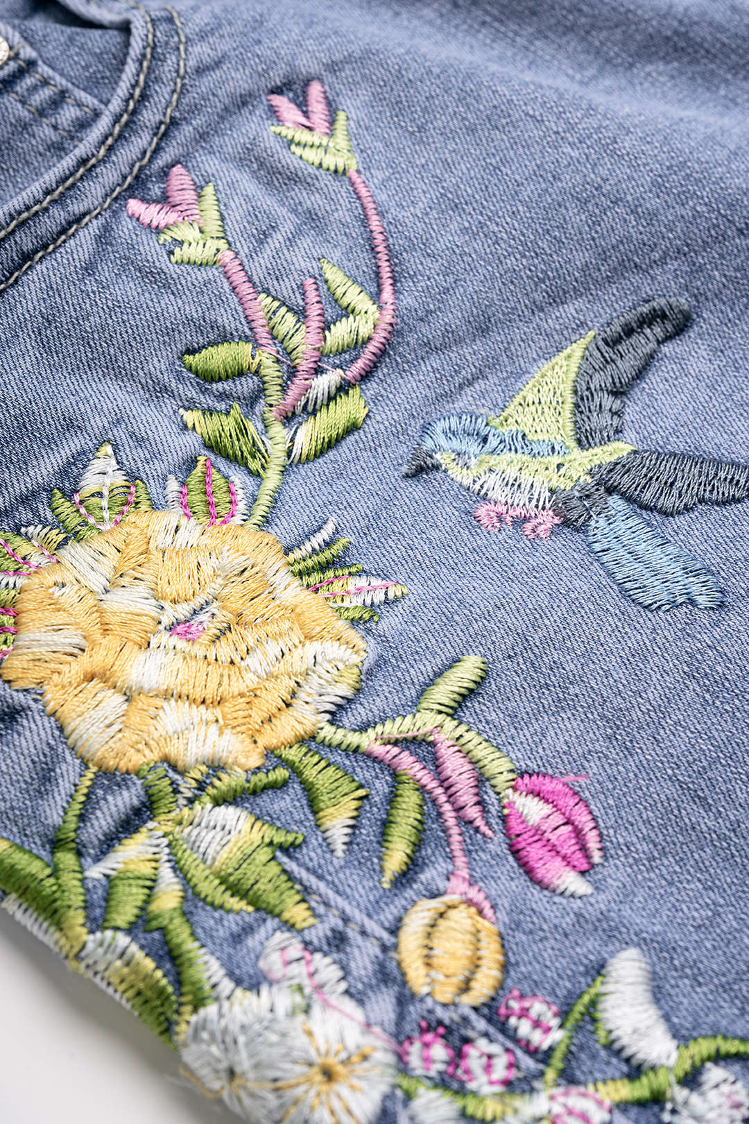 "Denim Embroidery Shorts"