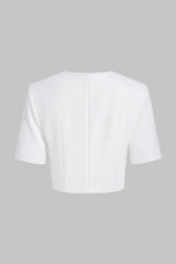 "Asymmetrical Cut Out Short-Sleeve Shirt"