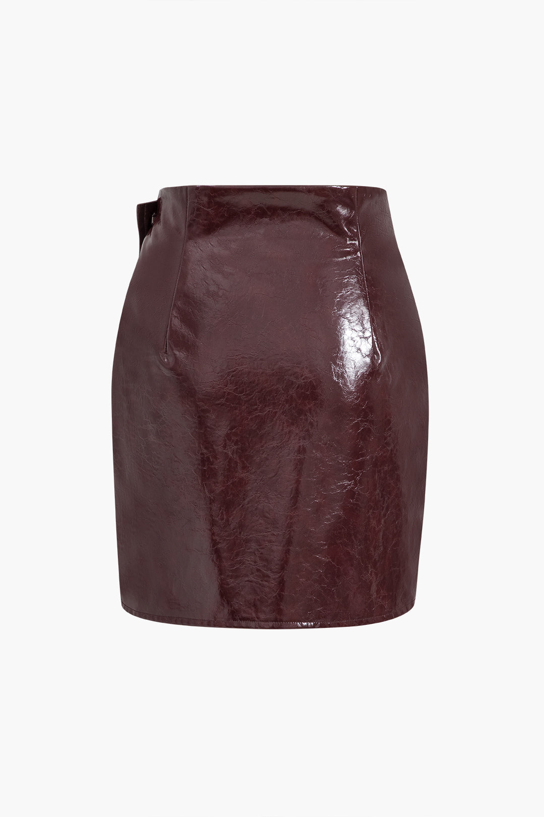 "Asymmetrical Faux Leather Skirt Set"