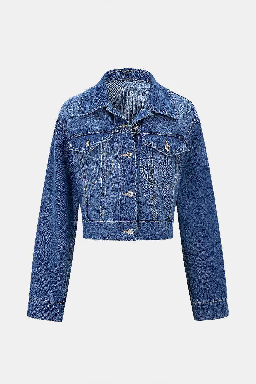 "Denim Faux Fur Patchwork Lapel Jacket"