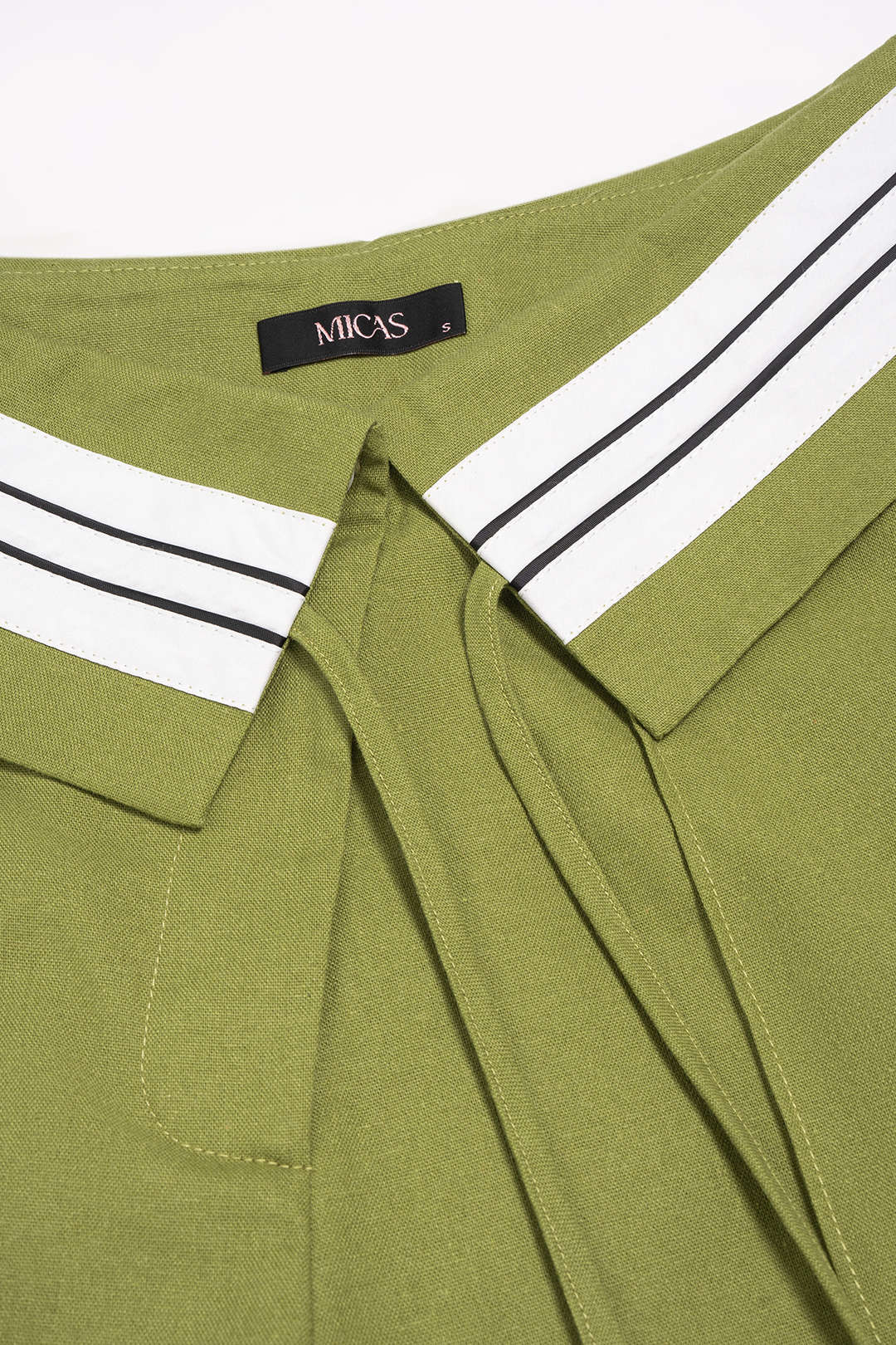 "Contrast Linen Asymmetrical Tie-Up Straight Leg Pants"