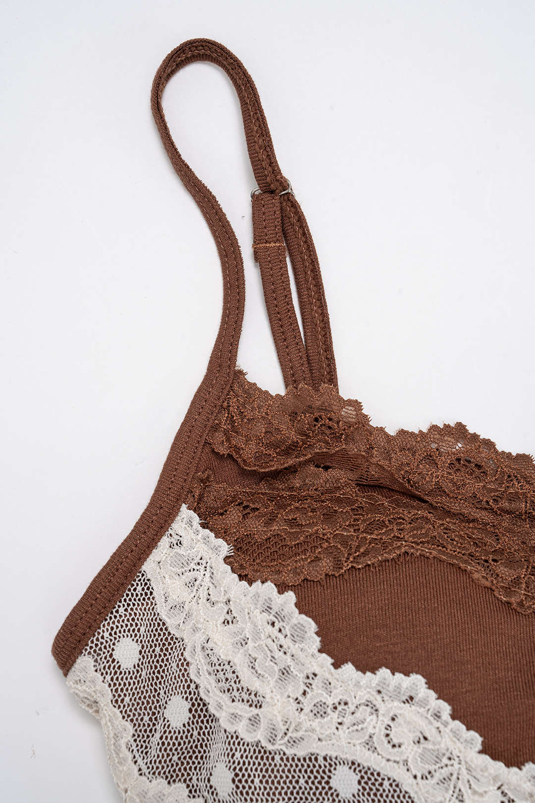 "Contrast Polka Dots Lace Cami Top"