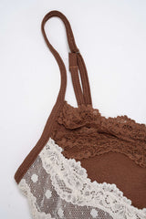 "Contrast Polka Dots Lace Cami Top"