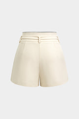 "Contrast Binding Belted Zipper Shorts"