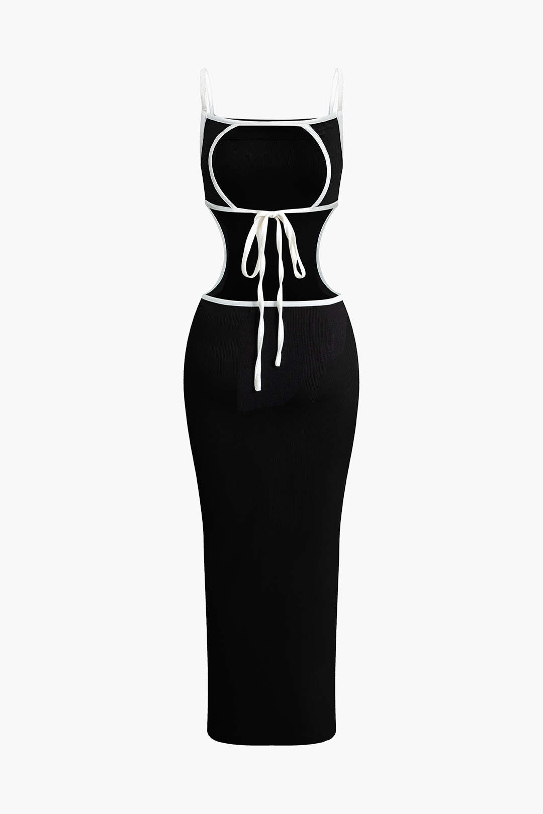 "Contrast Cut Out Backless Slip Maxi Dress"