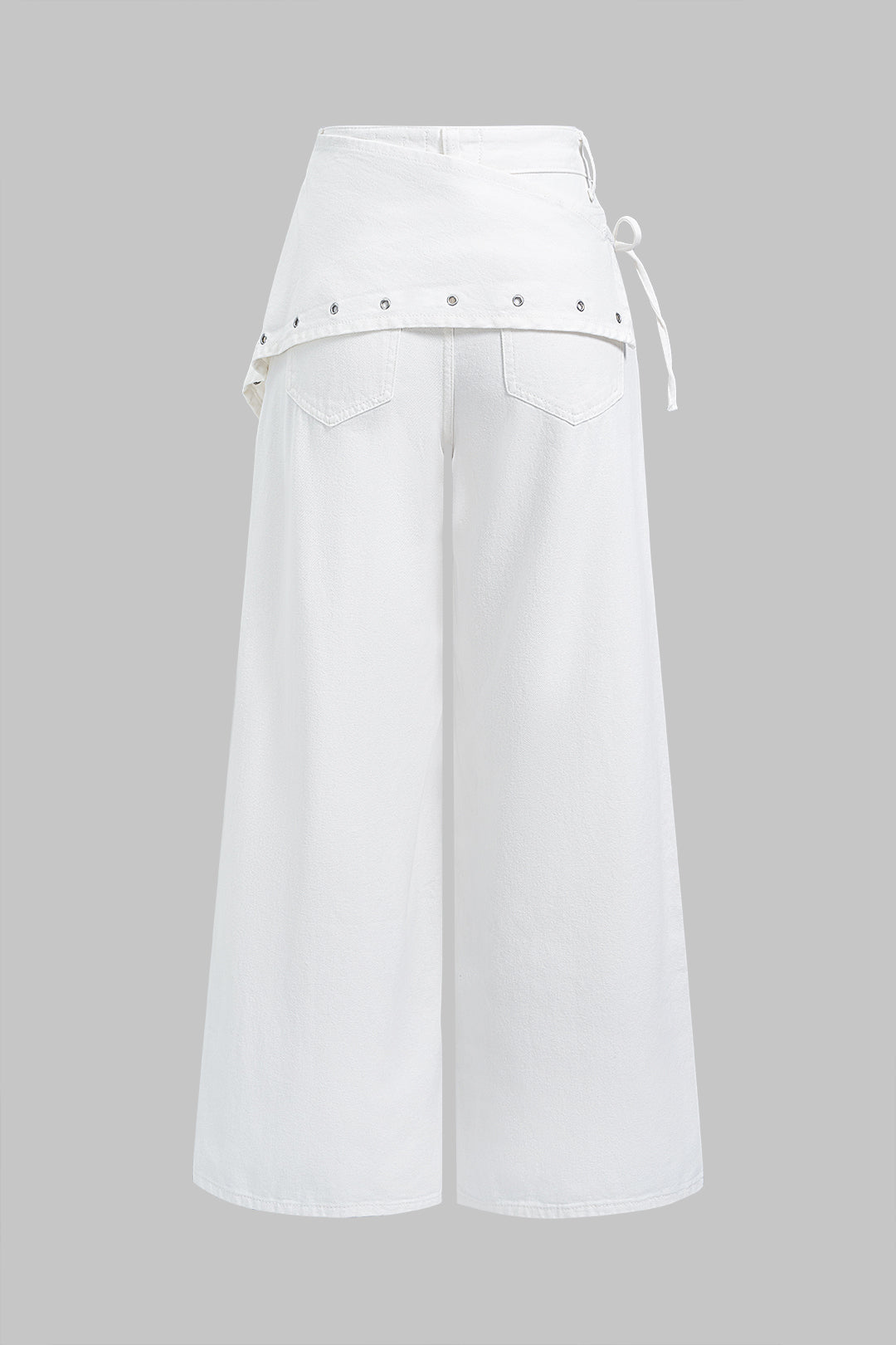 "Denim Asymmetrical High Waist Straight Leg Pants"