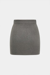 "Basic Solid Knit Mini Skirt"