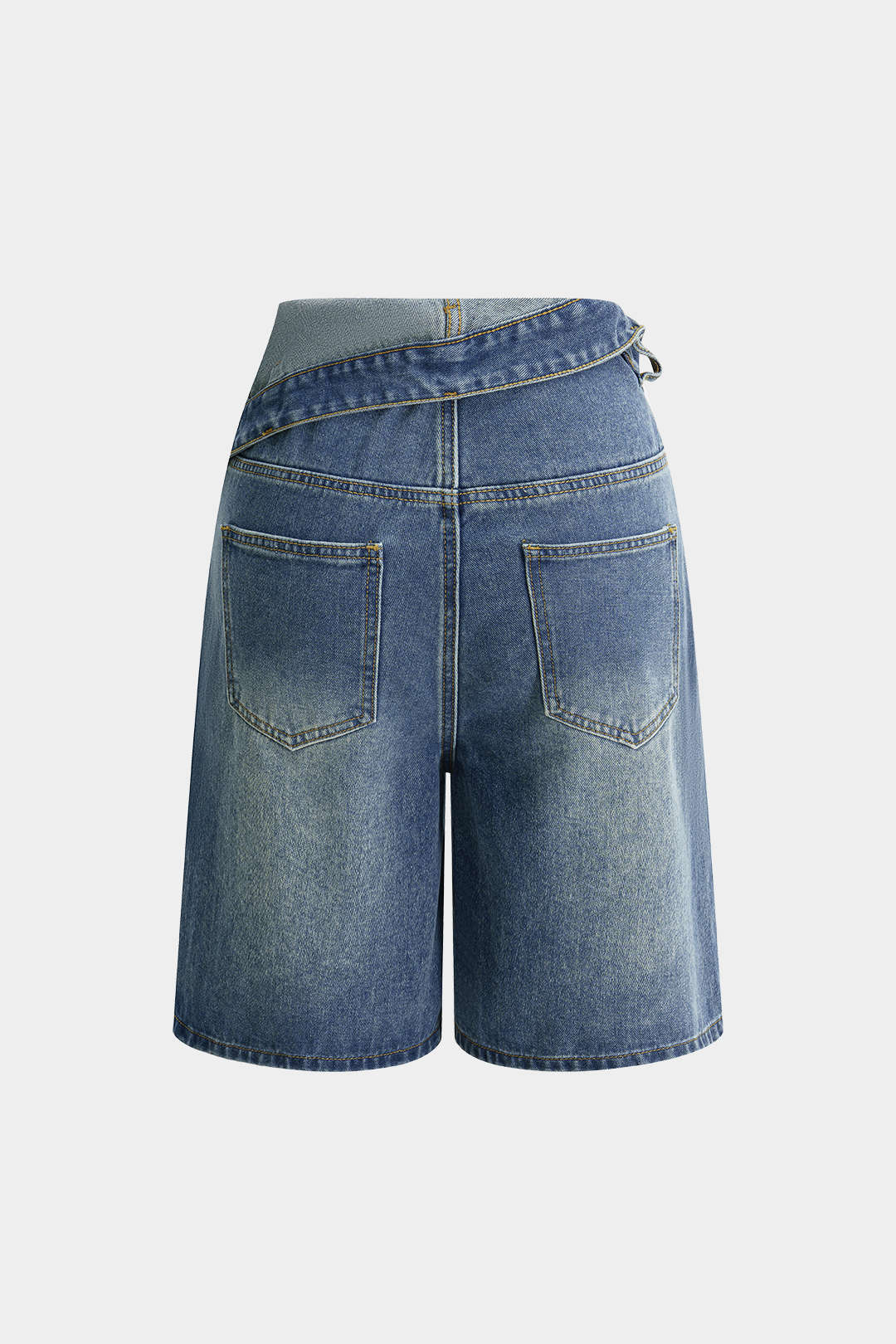 "Denim Asymmetrical Pocket Shorts"