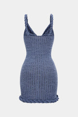 "Cowl Neck Twist Knot Sleeveless Mini Dress"