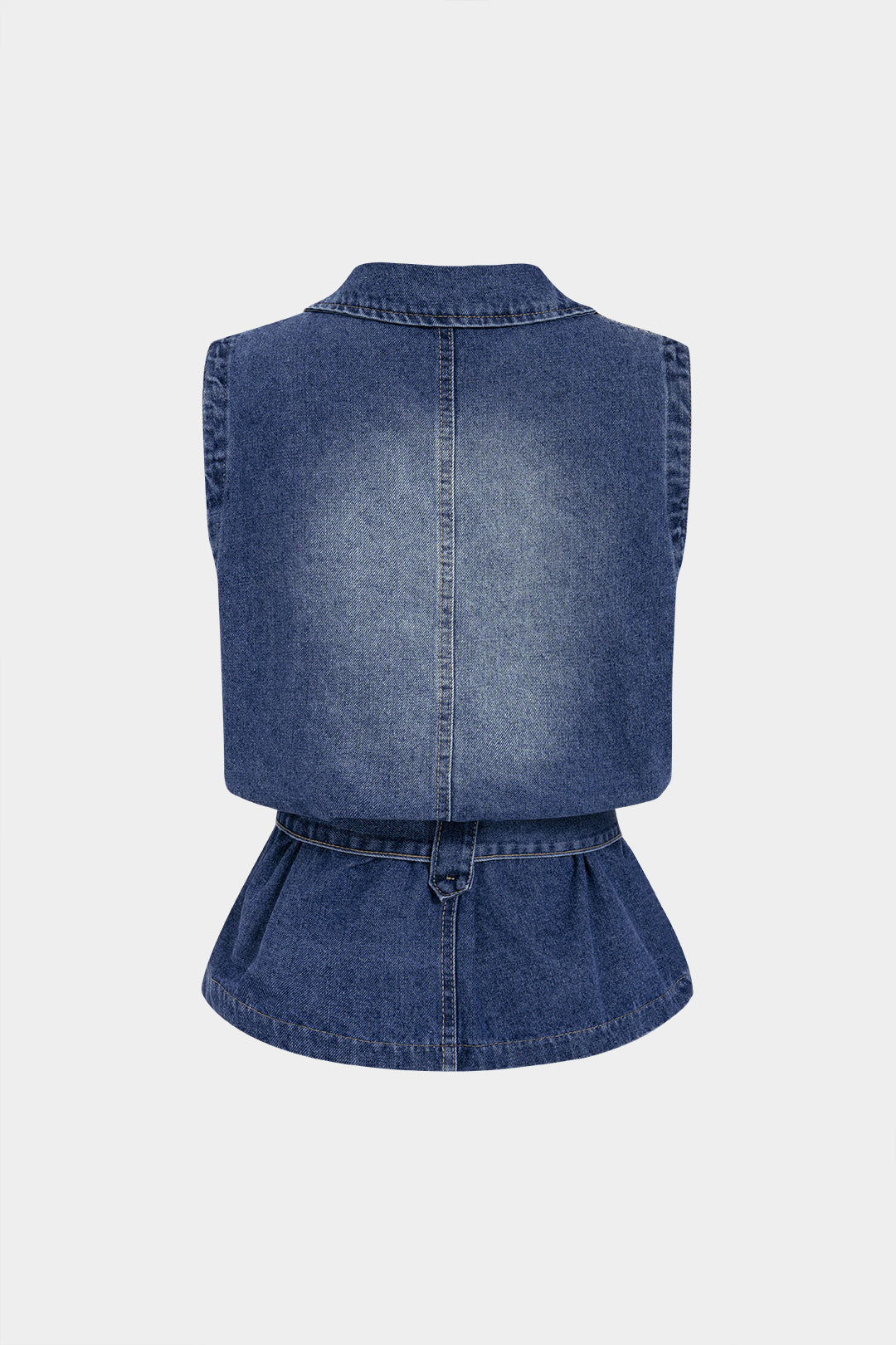 "Denim Lapel Button Tie-Up Vest"