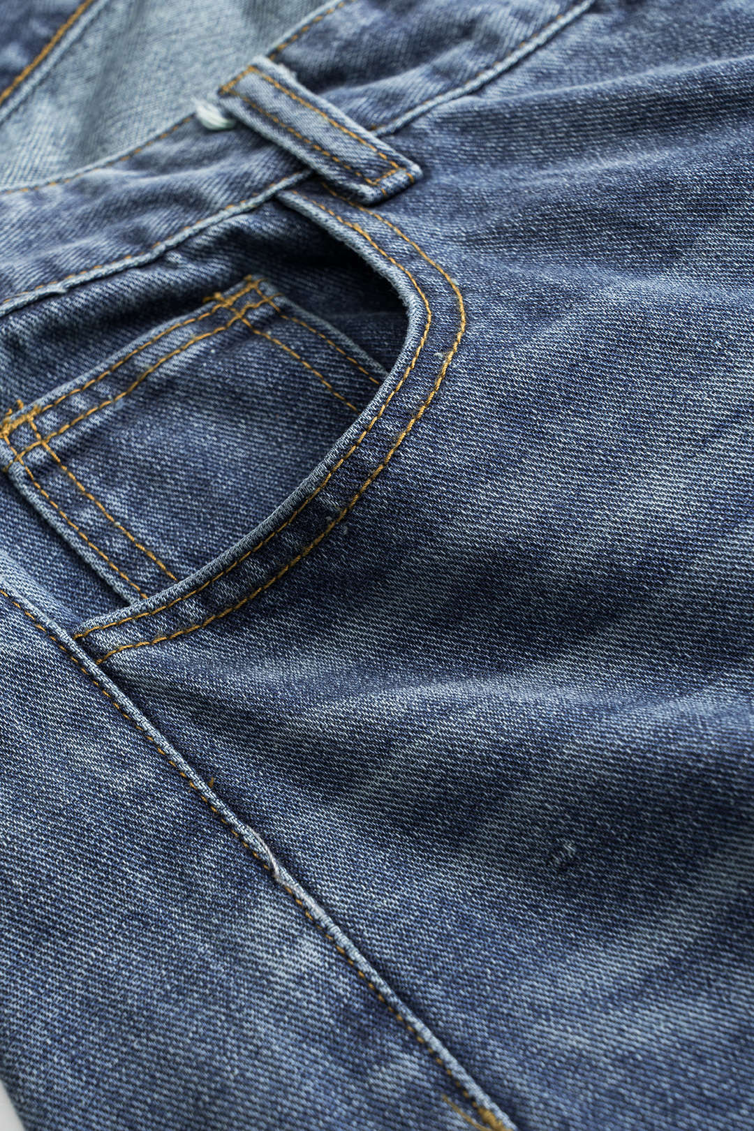 "Denim Asymmetrical High Waist Straight Leg Jeans"