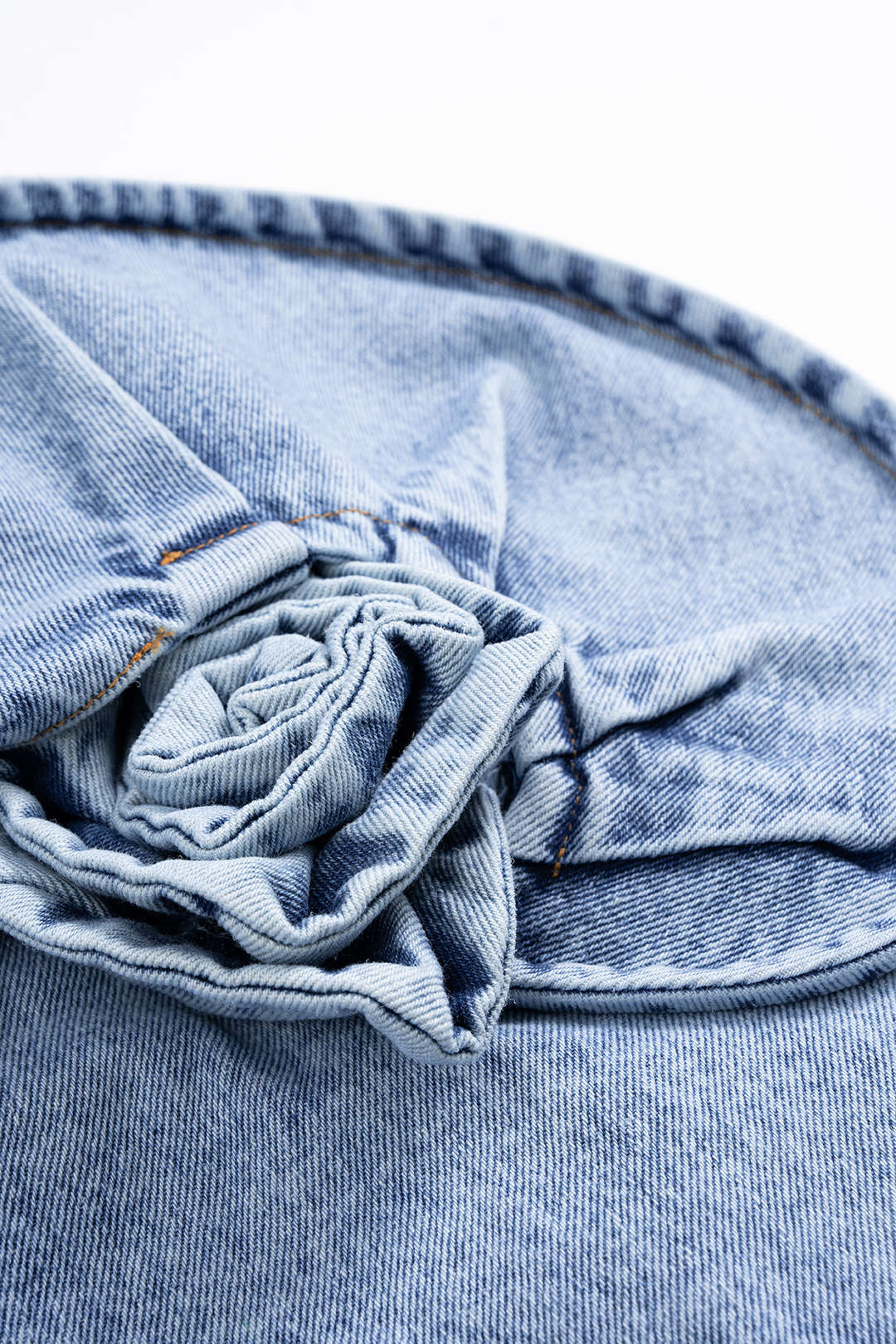 "Denim 3D Rotating Rose Shape Mini Skirt"