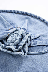 "Denim 3D Rotating Rose Shape Mini Skirt"