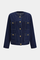 "Denim Metallic Button Pocket Outerwear"