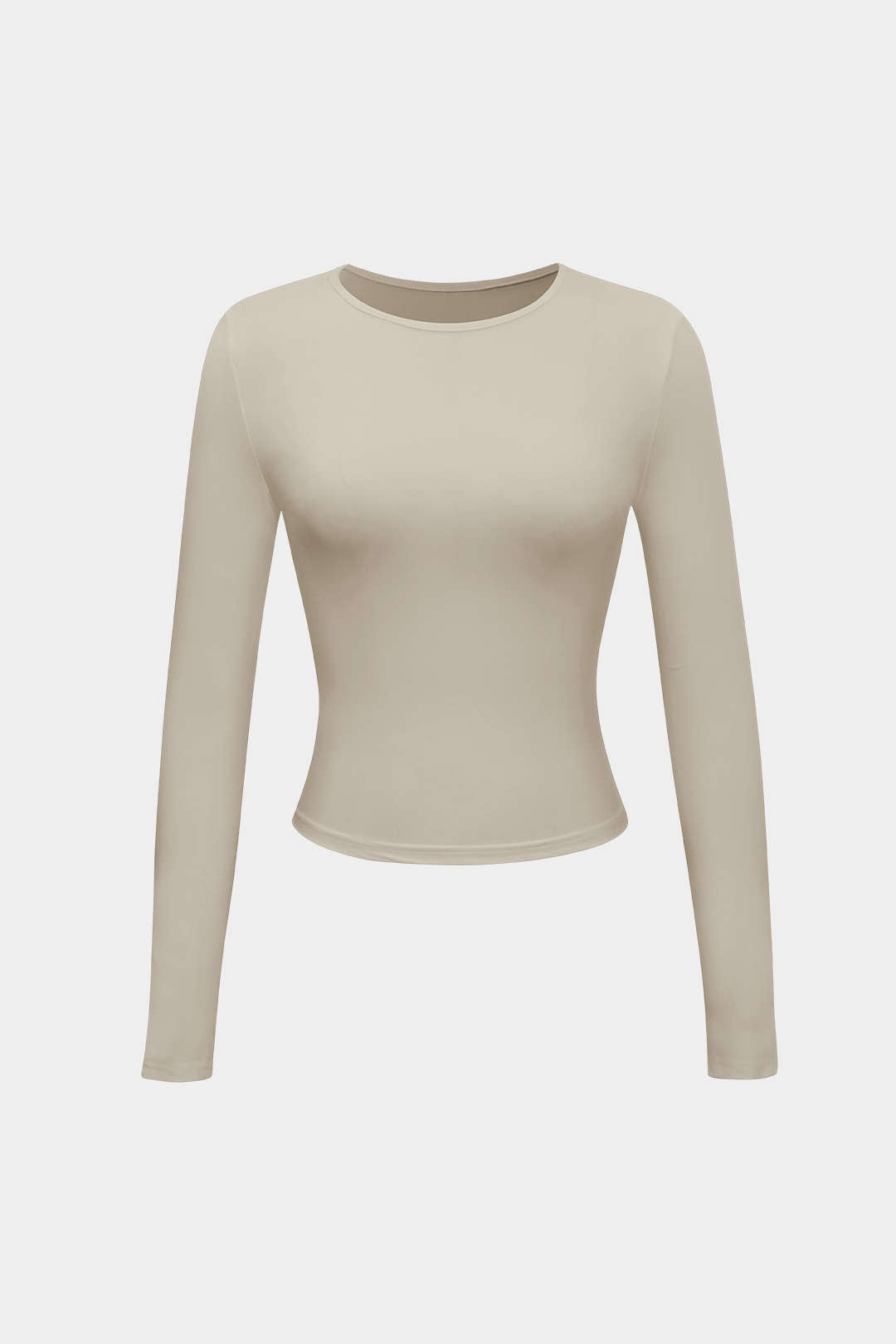 "Basic Solid Round Neck Long Sleeve Top"