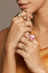 "Alloy Irregular Heart Pearl Rings"