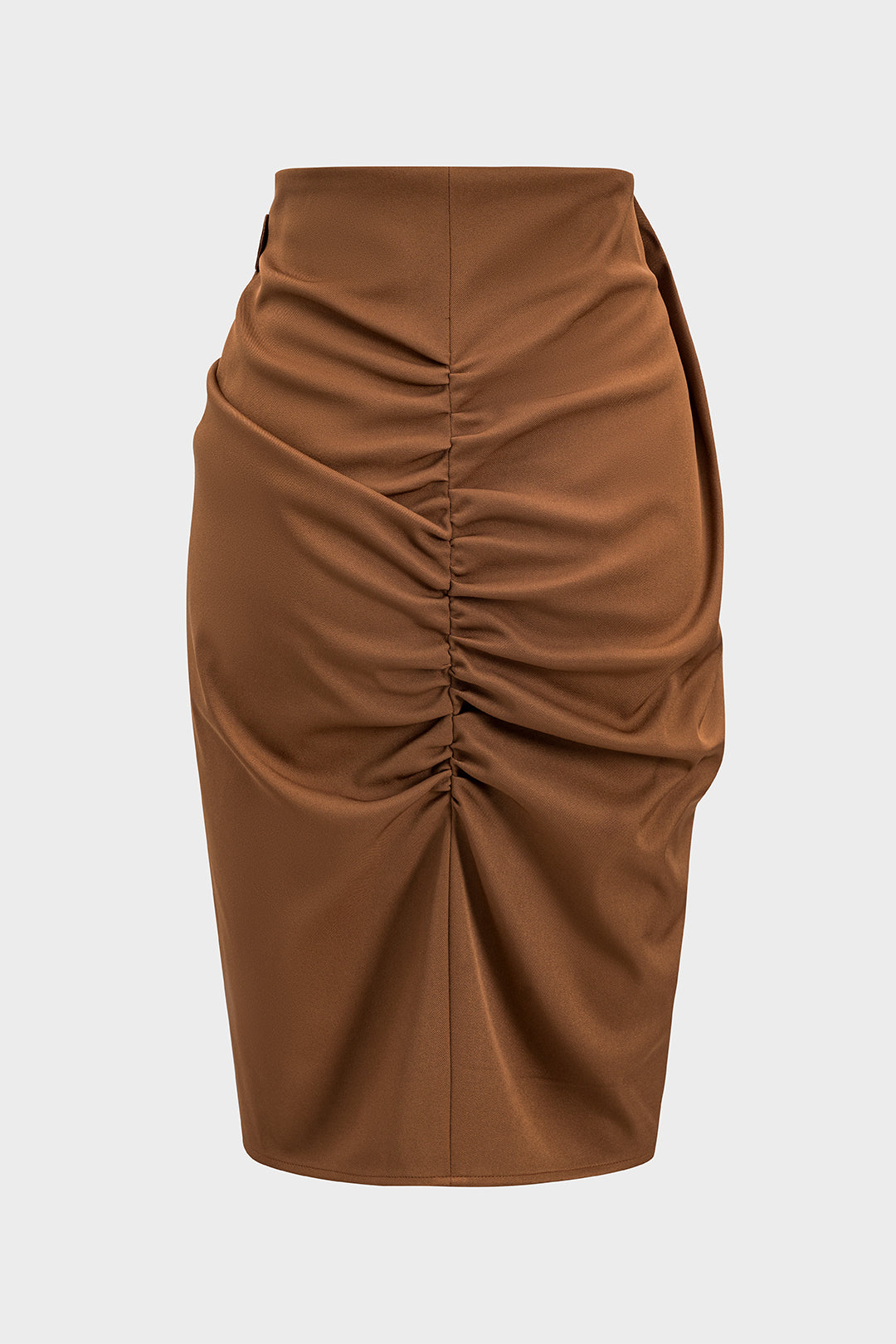 "Asymmetry Belt Ruched Midi Skirt"