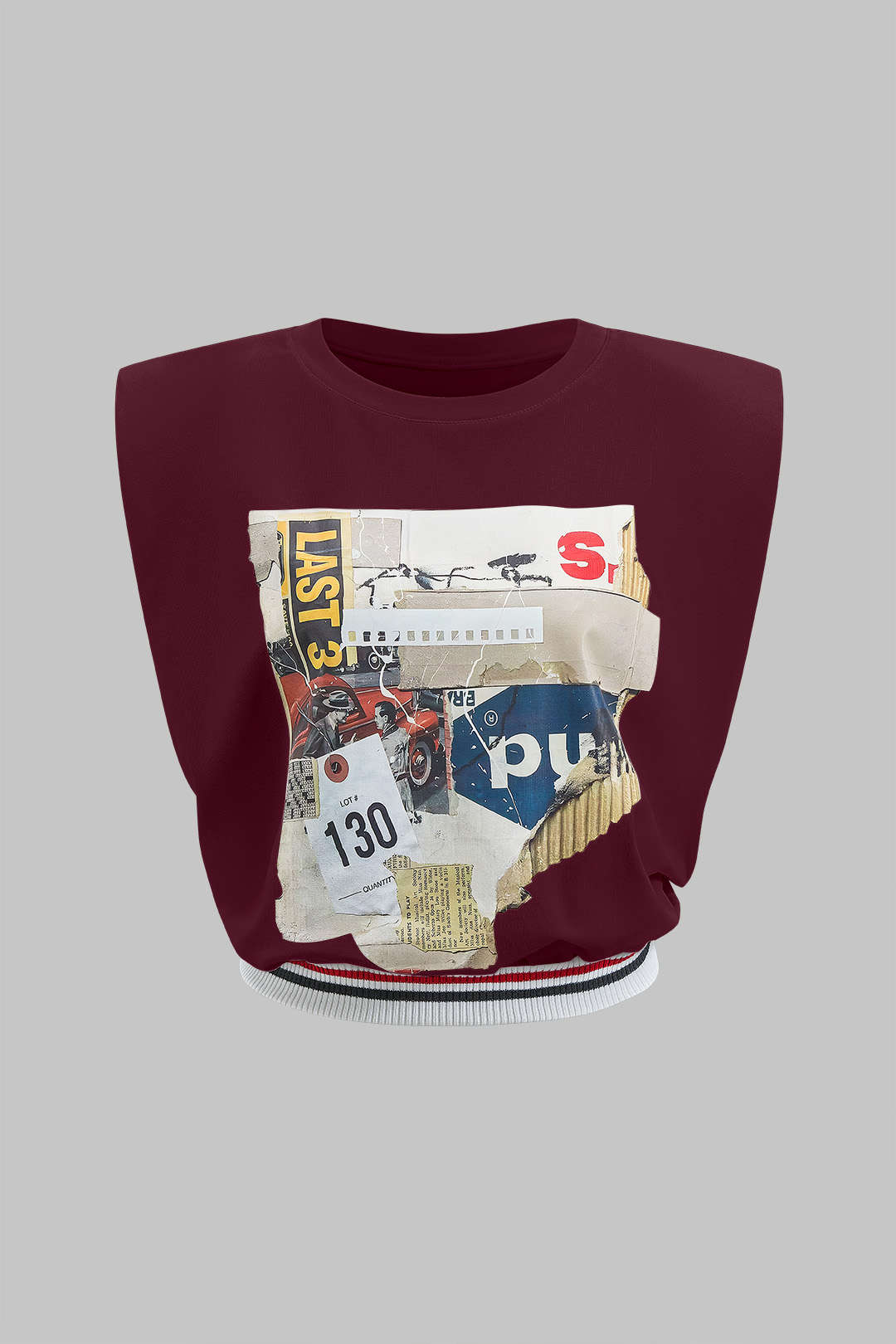 "Car Letter Digital Pattern Print Loose Sleeveless T-Shirt"