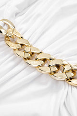 "Asymmetrical Ruched Chain Side Slit Skirt"