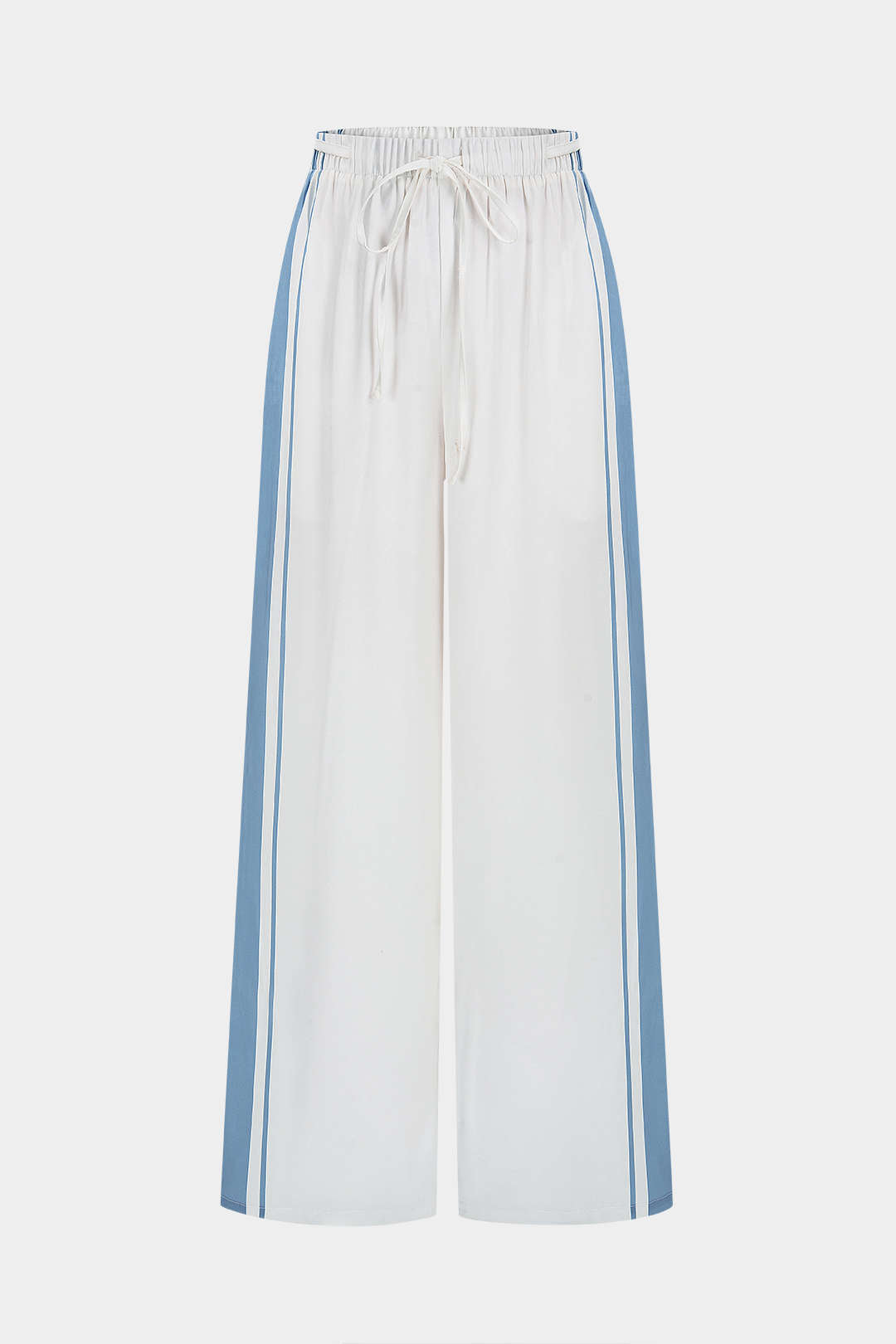 "Contrast Satin Tie-Up Wide Leg Pants"