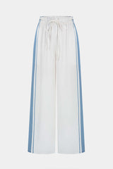 "Contrast Satin Tie-Up Wide Leg Pants"