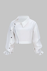 "Asymmetrical Zipper Long-Sleeve Shirt"