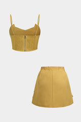 "3D Floral Cami Top And Skirt Set"