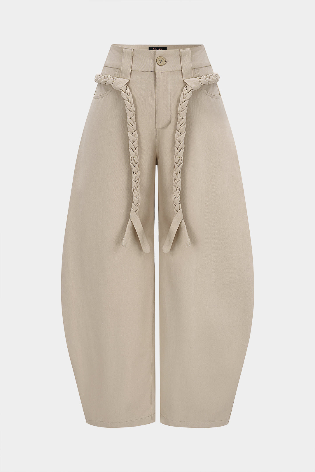 "Braided Belted Pocket Wide Leg Pants"
