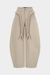 "Braided Belted Pocket Wide Leg Pants"