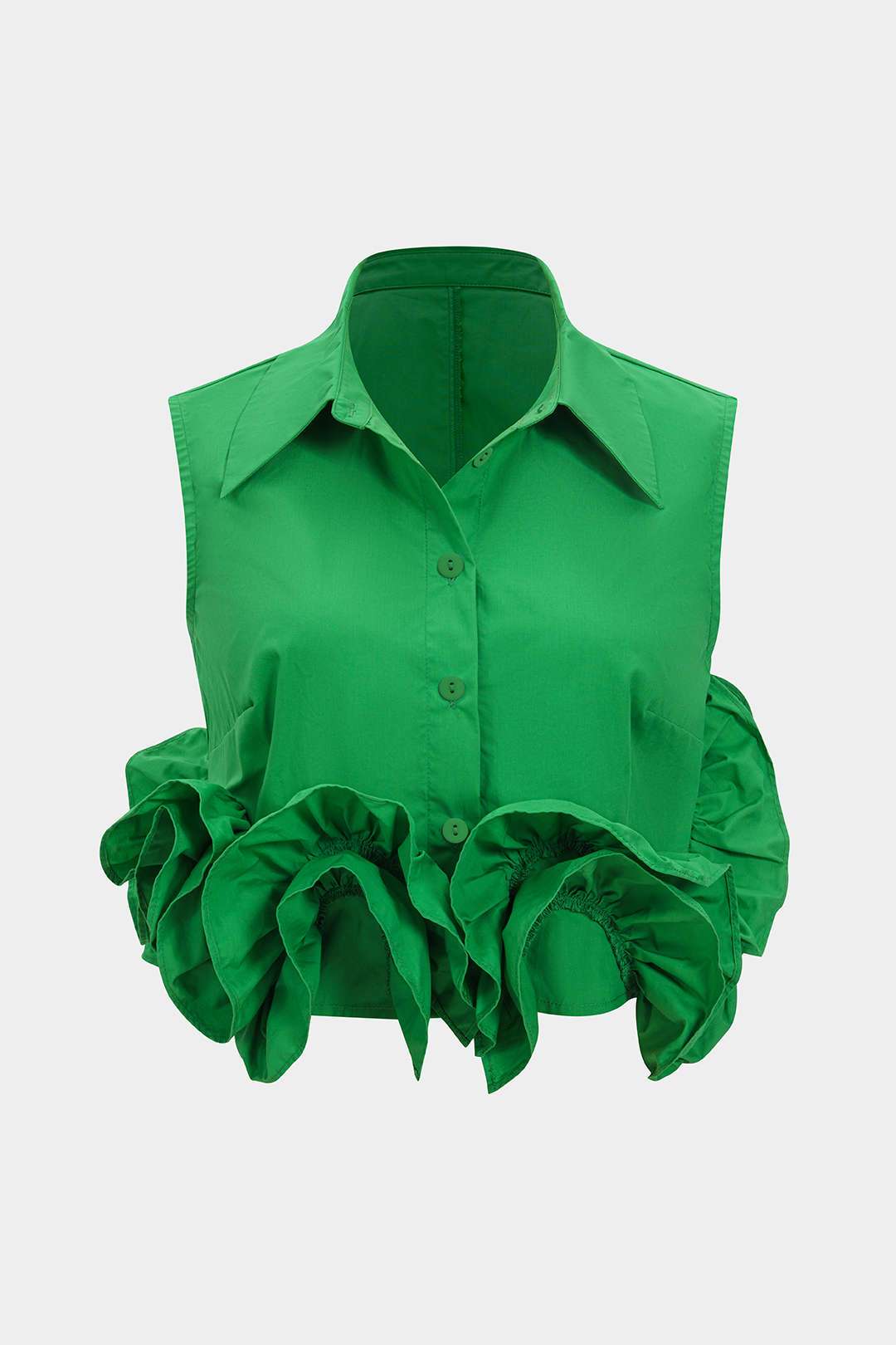 "Button Ruffle Ruched Tank Top"