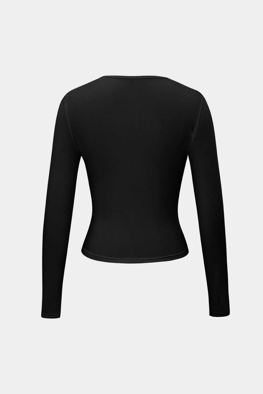 "Basic Solid Round Neck Long Sleeve Top"