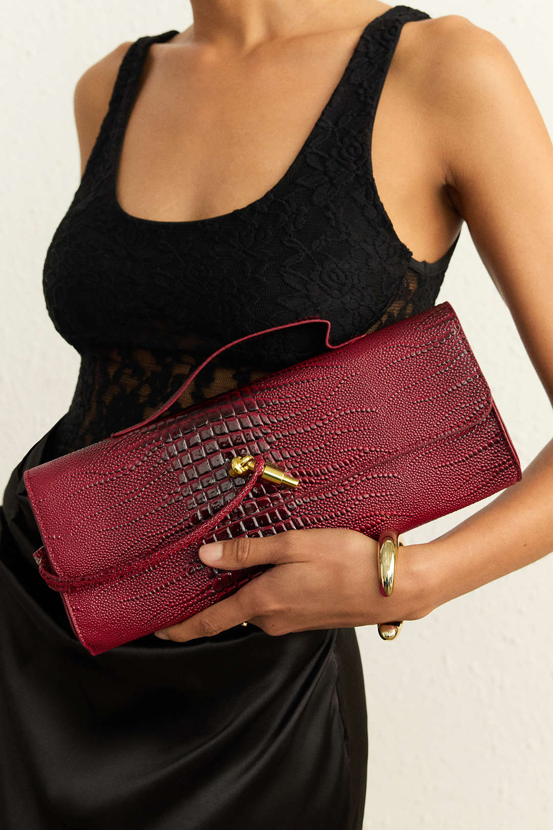 "Crocodile Skin Pattern Faux Leather Clutch Bag"