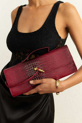 "Crocodile Skin Pattern Faux Leather Clutch Bag"