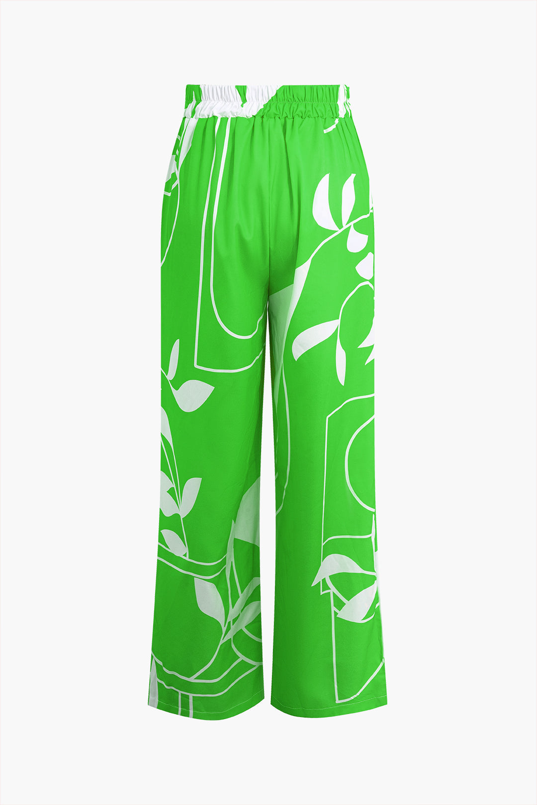 "Bamboo Leaf Print Knot Cami Top And Pants Set"