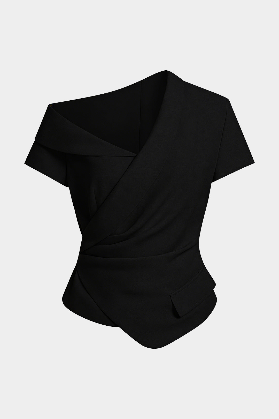 "Asymmetrical One Shoulder Ruched Top"